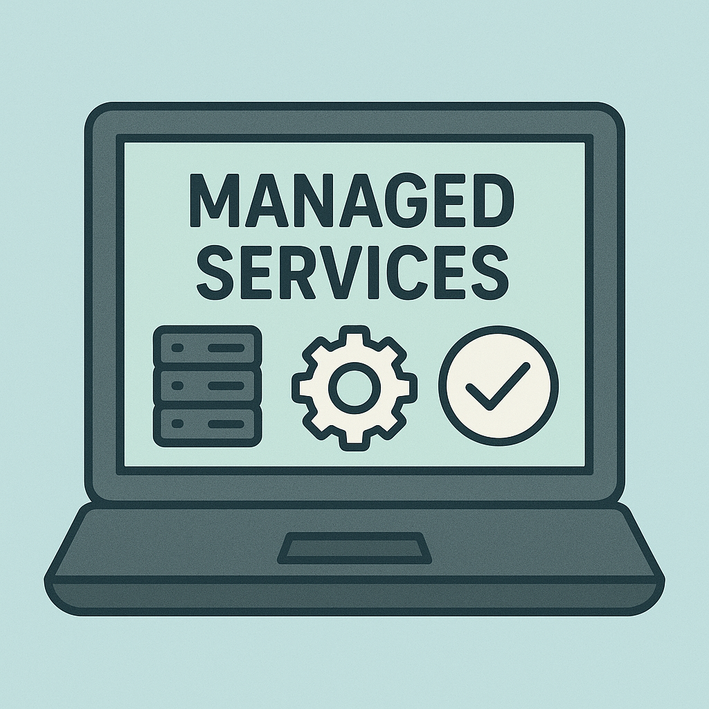 Managed Services - stilisiertes Icon mit einer Wolke und Zahnrädern